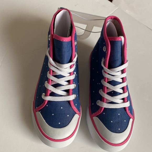 GYMBOREE Toddler Girls Hi-Top Sneakers Denim Blue/Rainbow Size 13 NWT - Picture 8 of 17